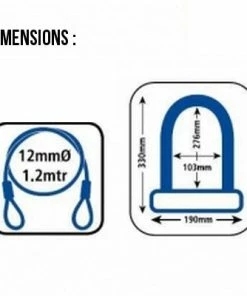 Antivol Vélo Combiné U Et Cable à Clefs - Oxford -VTT Boutique antivol velo combine u et cable a clefs oxford full 3