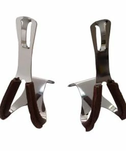 Point Cale-pieds Chromé Pour Pédale De Vélo Avec Renfort Cuir Marron