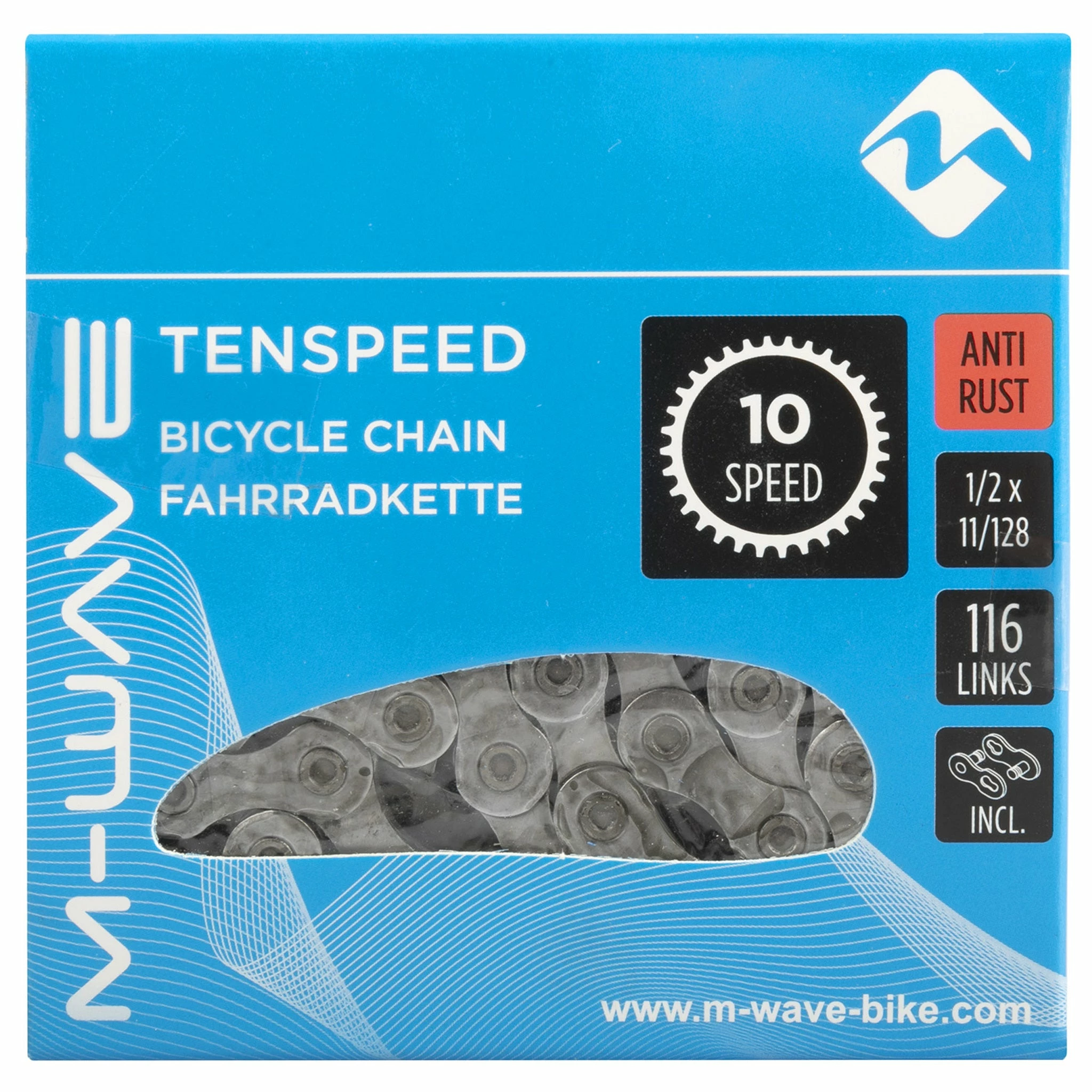 Chaine Vélo Antirouille 116 Maillons à Attache-rapide Pour 10V M-Wave 2 Chaine Vélo Antirouille 116 Maillons à Attache-rapide Pour 10V M-Wave – Image 2