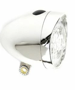 QT Cycle Eclairage Avant Vintage 3 Leds Chromé Pour Vélo