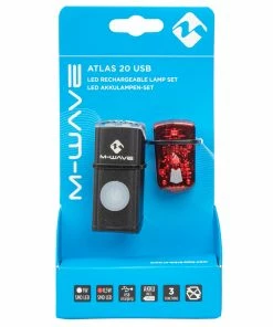 Set D'éclairages Vélo Avant Et Arrière à LED Rechargeables USB Atlas 20 M-Wave -VTT Boutique feu arriere velo m wave atlas 20 packaging