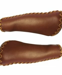 VELO Poignées Vélo Ergonomiques Imitation Cuir Marron