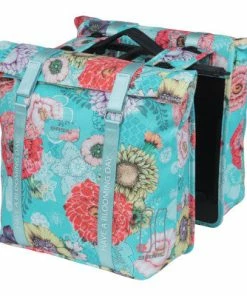 Sacoche Vélo Double Porte-bagage Amovible MIK Bleu Bloom Basil