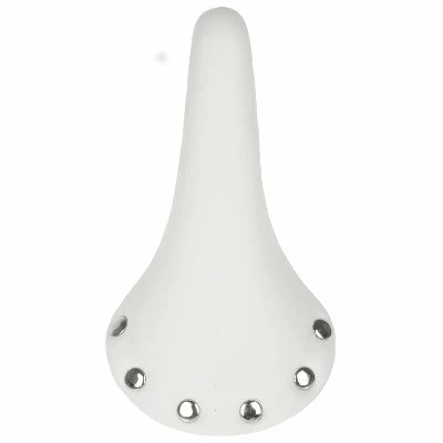 Endzone Selle Vélo Vintage Blanche Imitation Cuir Avec Rivets 3 Endzone Selle Vélo Vintage Blanche Imitation Cuir Avec Rivets – Image 3